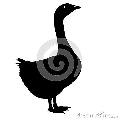 Silhouette bird goose on a white background Vector Illustration