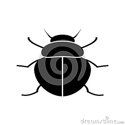 Silhouette of a black beetle of the Coleoptera family on a white background. Stock Photo