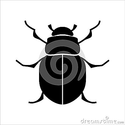 Silhouette of a black beetle of the Coleoptera family on a white background. Stock Photo