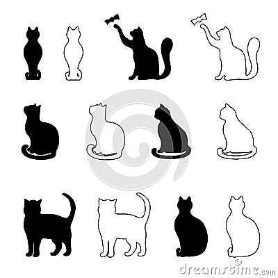 Silhouette of a black cat Vector Illustration