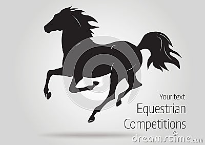 Silhouette of black running horse - vector illustration of horse Vector Illustration