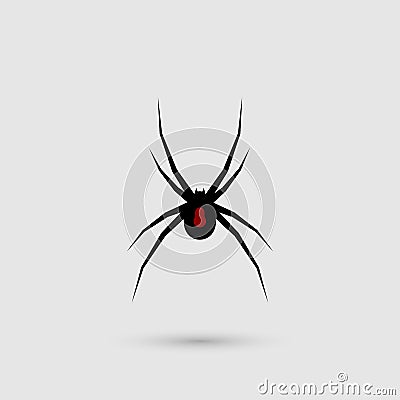 Silhouette of black spider.Spider close-up. Vector spider Vector Illustration