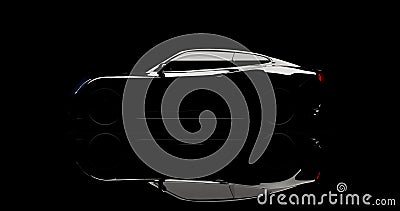 Silhouette of black sports car on black Stock Photo