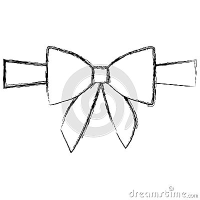 silhouette blurred satin center ribbon and bow wrapping Cartoon Illustration