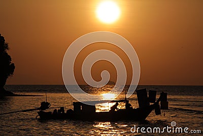 Silhouette boat Stock Photo