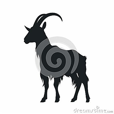 Silhouette Of A Bold And Angular Goat In Dark Black And Light Black Stock Photo