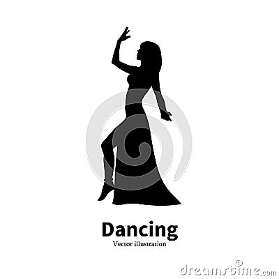 Silhouette Bollywood Eastern belly dancing girl Vector Illustration