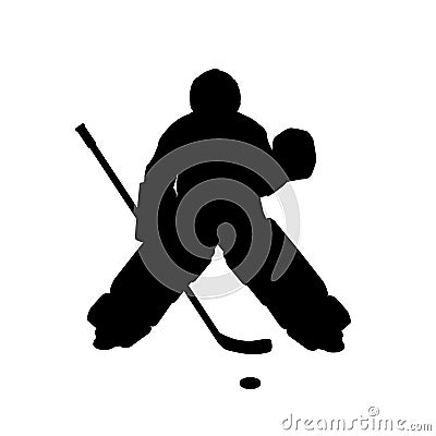 Silhouette boy ice hockey player Goaltender. Symbol sport Vector Illustration