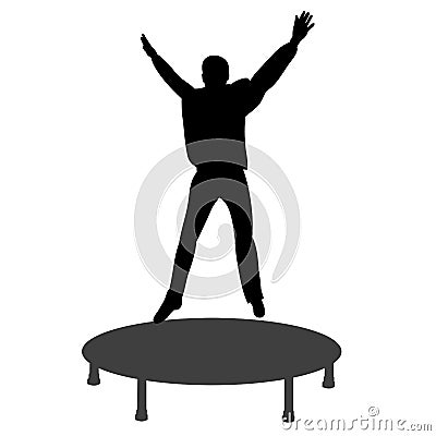 Silhouette of a boy jumping on a trampoline Stock Photo