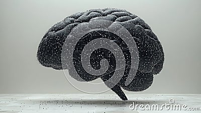 Silhouette of a brain formed by interconnected nodes symbolizing neural complexity and connectivity Stock Photo
