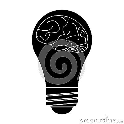 Silhouette brain idea bulb concept Vector Illustration