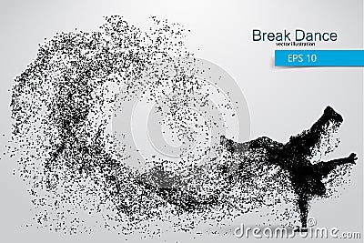 Silhouette of a break dancer from particles. Stock Photo