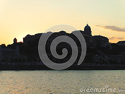 Silhouette of Buda Castle in Budapest, Hungary Editorial Stock Photo