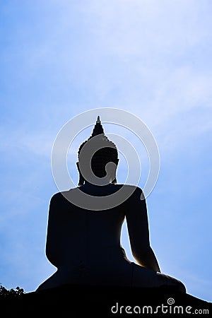 Silhouette buddha statue Stock Photo