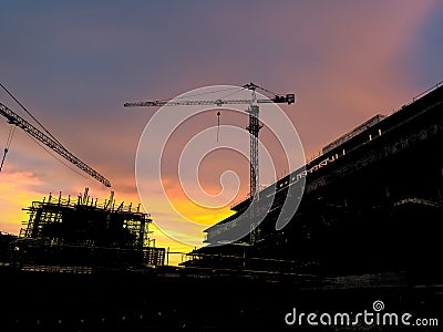 Silhouette building construction bar at the construction site and industrial concept Stock Photo