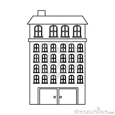 silhouette buildings residence with several floors Cartoon Illustration