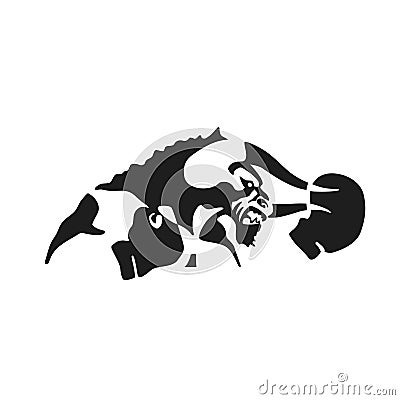 The silhouette of a Bull with Boxing gloves. Sports logo. Vector Illustration