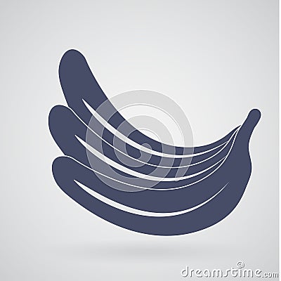 Silhouette of a bunch of bananas in gray with glare on a light Vector Illustration