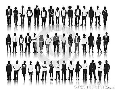 Silhouette of Business and Casual People Stock Photo