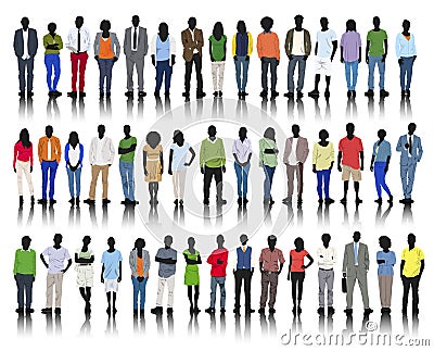 Silhouette of Business and Casual People Vector Illustration