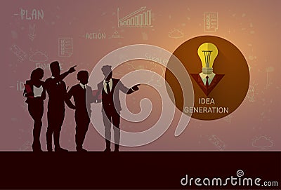 Silhouette Business People Team Meeting New Idea Seminar Training Conference Brainstorming Vector Illustration