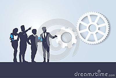 Silhouette Business People Team Seminar Training Conference Brainstorming Vector Illustration