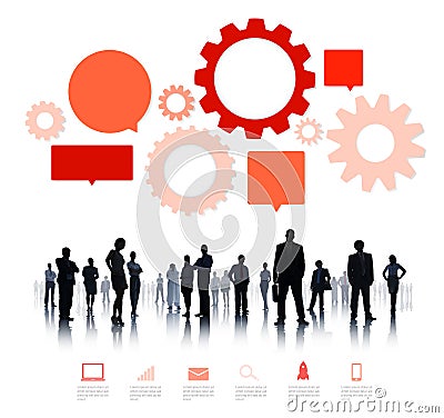 Silhouette of Business People Teamwork Infographic Stock Photo