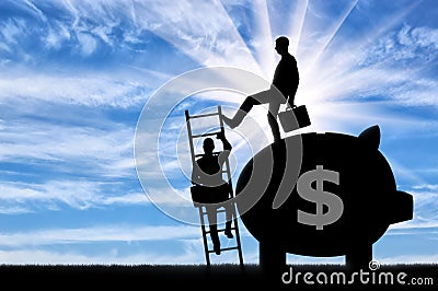 Concept of greed and inequality Stock Photo