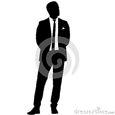 Silhouette businessman man in suit with tie on a white background Vector Illustration