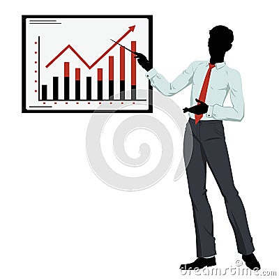 Silhouette businessman showing presentation Vector Illustration