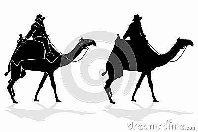 Silhouette of a cameleer , vector drawing Vector Illustration