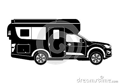 Silhouette of a camper. Vector. Vector Illustration