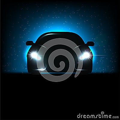 Silhouette of car with headlights Vector Illustration