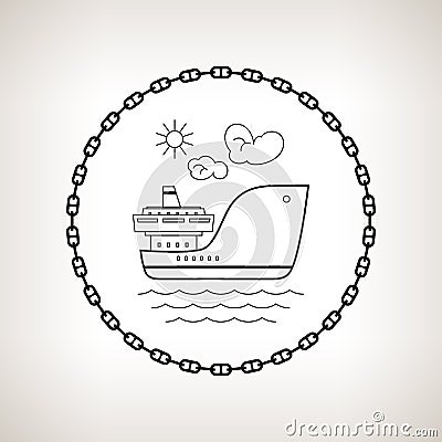 Silhouette cargo ship on a light background Vector Illustration