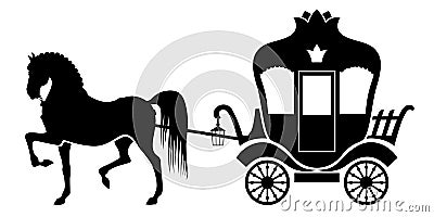 Silhouette carriage and horse Vector Illustration