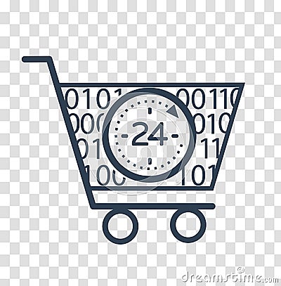 Silhouette cart online store 24 hours Stock Photo