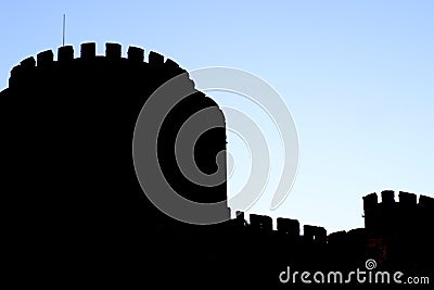 Silhouette castle at dusk. Istanbul Editorial Stock Photo