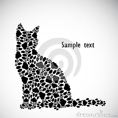 Silhouette of cat from the cat tracks Vector Illustration