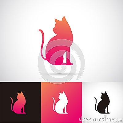 Silhouette of cat logo design set Vector Illustration