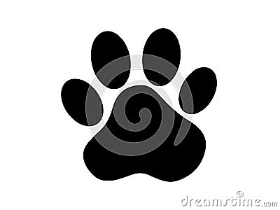Silhouette of a cat's paw. Paw prints. A dog or cat puppy icon. A trace of a pet. Vector Illustration