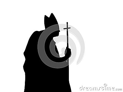 Catholic priest, silhouette on white Stock Photo