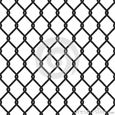Silhouette of chain link fence. Seamless wired mesh steel fence pattern Vector Illustration