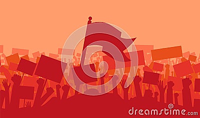 Silhouette of cheering or riot protesting crowd Vector Illustration