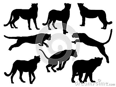 Set of Cheetah silhouette vector art Vector Illustration