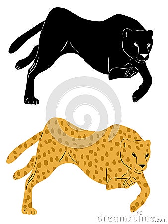 Silhouette cheetah Vector Illustration