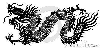 Silhouette of Chinese dragon crawling Vector Illustration