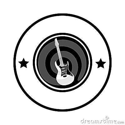 Silhouette circular border with electric guitar musical Vector Illustration