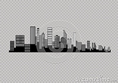 The silhouette of the city in a flat style. Modern urban landscape.vector illustration Vector Illustration