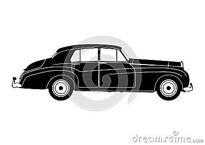 Silhouette of a classic limousine. Vector Illustration