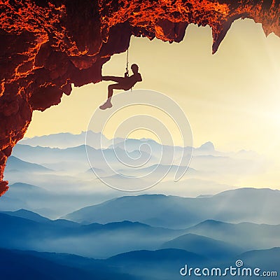 Extreme climbing Stock Photo